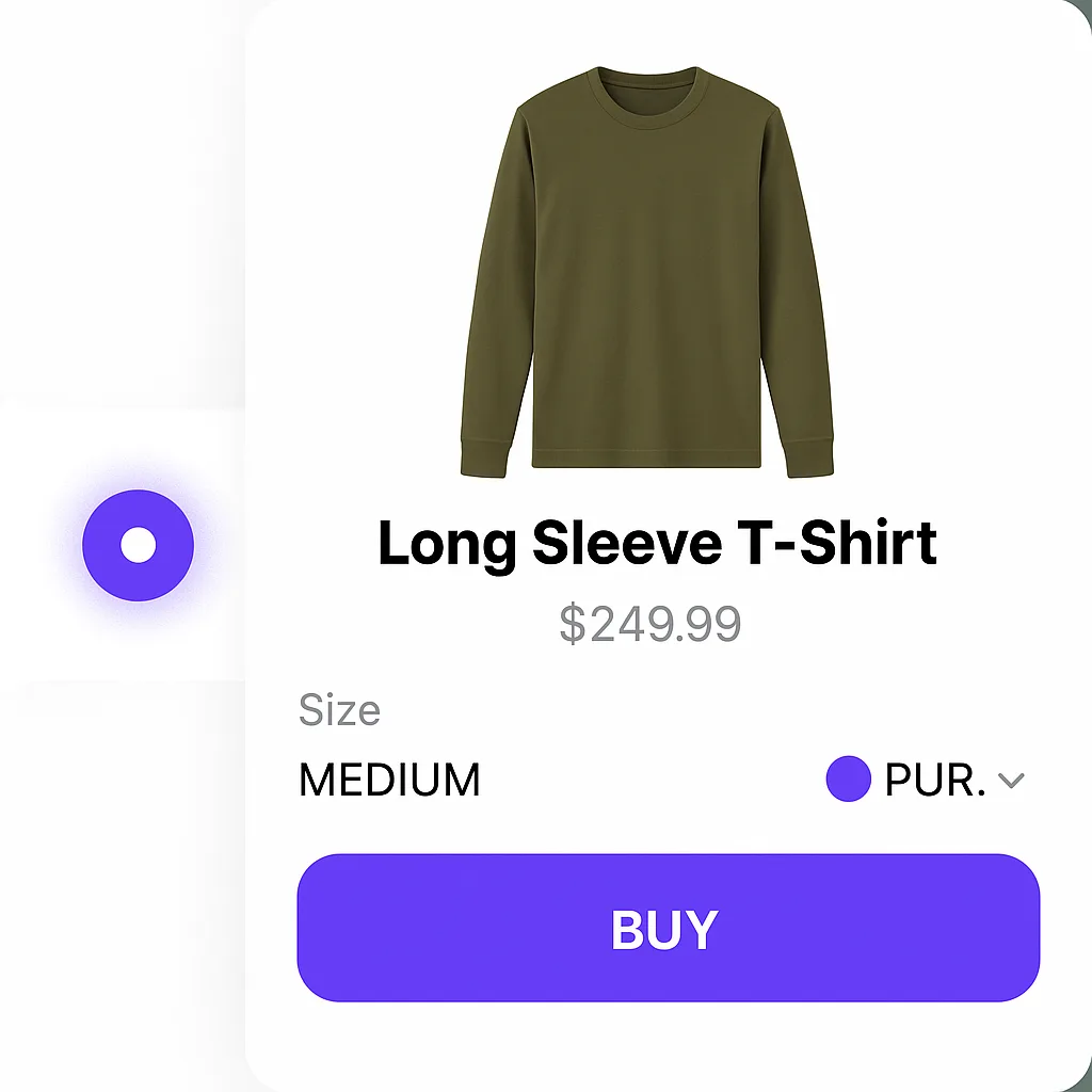 A shoppable banner with a product card open and its click-through destination set.